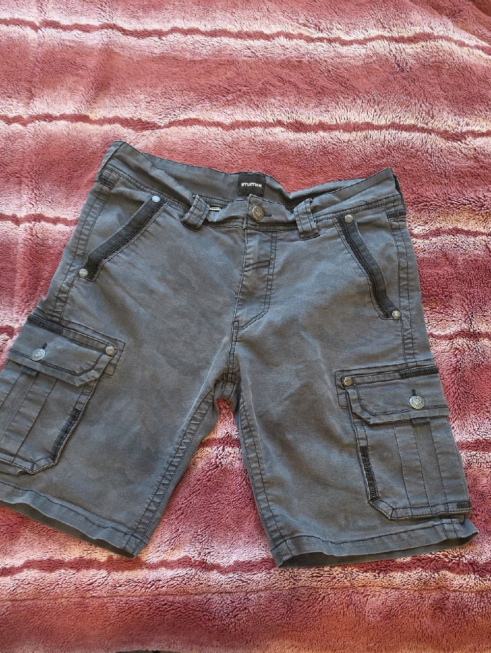 Affliction Gray Camo Utility Cargo Shorts